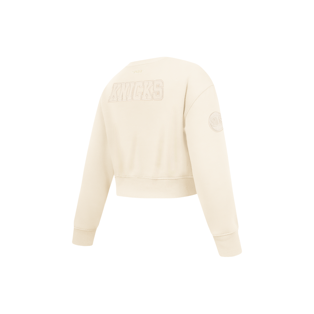 NBA NEW YORK KNICKS NEUTRAL LITTLE GIRL'S FLEECE CREWNECK (EGGSHELL)
