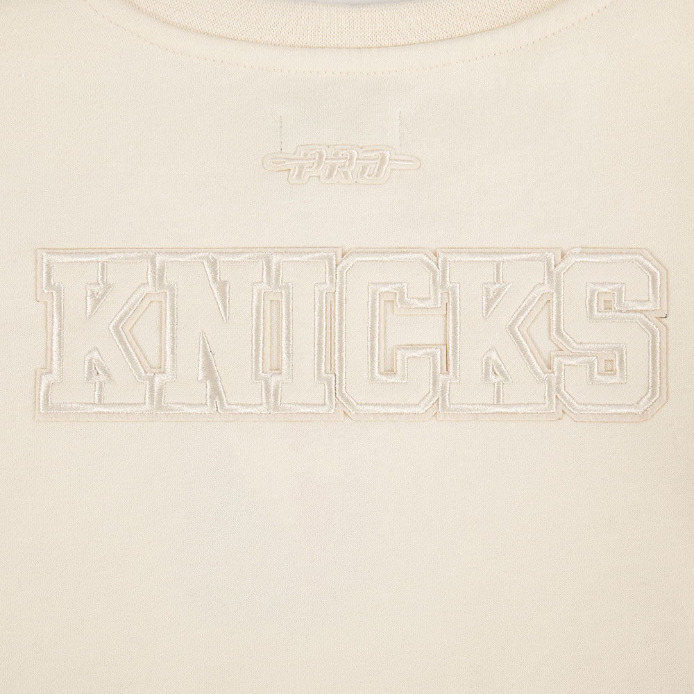 NBA NEW YORK KNICKS NEUTRAL LITTLE GIRL'S FLEECE CREWNECK (EGGSHELL)