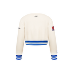 NBA NEW YORK KNICKS RETRO CLASSIC LITTLE GIRL'S RIB FLEECE CREWNECK (EGGSHELL/ROYAL BLUE)