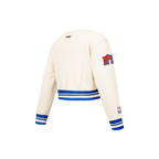 NBA NEW YORK KNICKS RETRO CLASSIC LITTLE GIRL'S RIB FLEECE CREWNECK (EGGSHELL/ROYAL BLUE)
