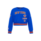 NBA NEW YORK KNICKS RETRO CLASSIC LITTLE GIRL'S RIB FLEECE CREWNECK (ROYAL/ORANGE/ROYAL)