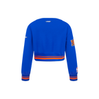 NBA NEW YORK KNICKS RETRO CLASSIC LITTLE GIRL'S RIB FLEECE CREWNECK (ROYAL/ORANGE/ROYAL)