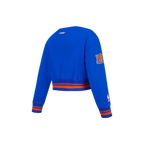 NBA NEW YORK KNICKS RETRO CLASSIC LITTLE GIRL'S RIB FLEECE CREWNECK (ROYAL/ORANGE/ROYAL)