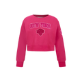 NBA NEW YORK KNICKS TRIPLE PINK LITTLE GIRL'S FLEECE CREWNECK (BEETROOT PURPLE)