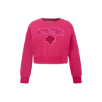 NBA NEW YORK KNICKS TRIPLE PINK LITTLE GIRL'S FLEECE CREWNECK (BEETROOT PURPLE)