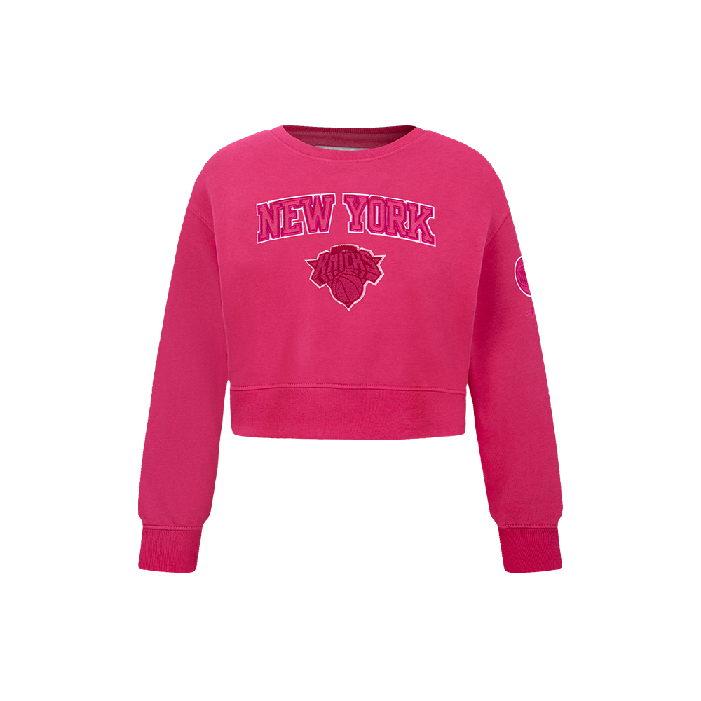 NBA NEW YORK KNICKS TRIPLE PINK LITTLE GIRL'S FLEECE CREWNECK (BEETROOT PURPLE)