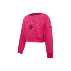 NBA NEW YORK KNICKS TRIPLE PINK LITTLE GIRL'S FLEECE CREWNECK (BEETROOT PURPLE)