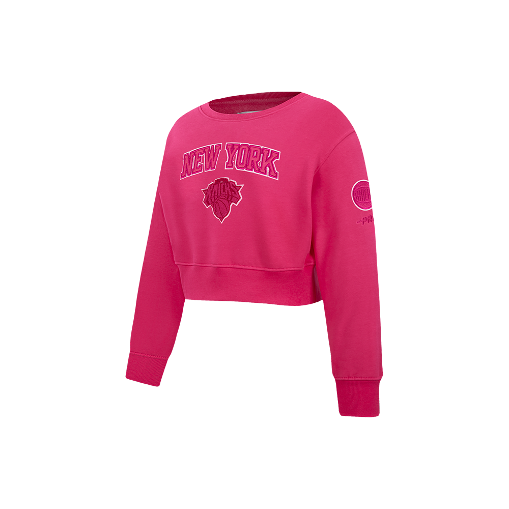 NBA NEW YORK KNICKS TRIPLE PINK LITTLE GIRLS FLEECE CREWNECK (BEETROOT PURPLE)