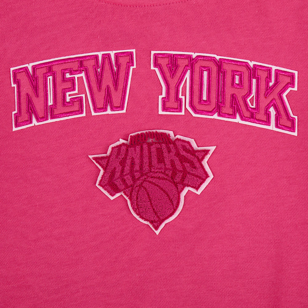 NBA NEW YORK KNICKS TRIPLE PINK LITTLE GIRL'S FLEECE CREWNECK (BEETROOT PURPLE)