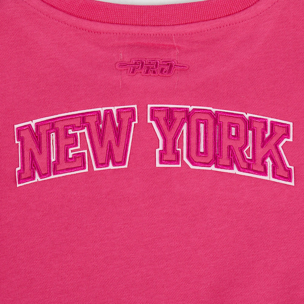NBA NEW YORK KNICKS TRIPLE PINK LITTLE GIRL'S FLEECE CREWNECK (BEETROOT PURPLE)