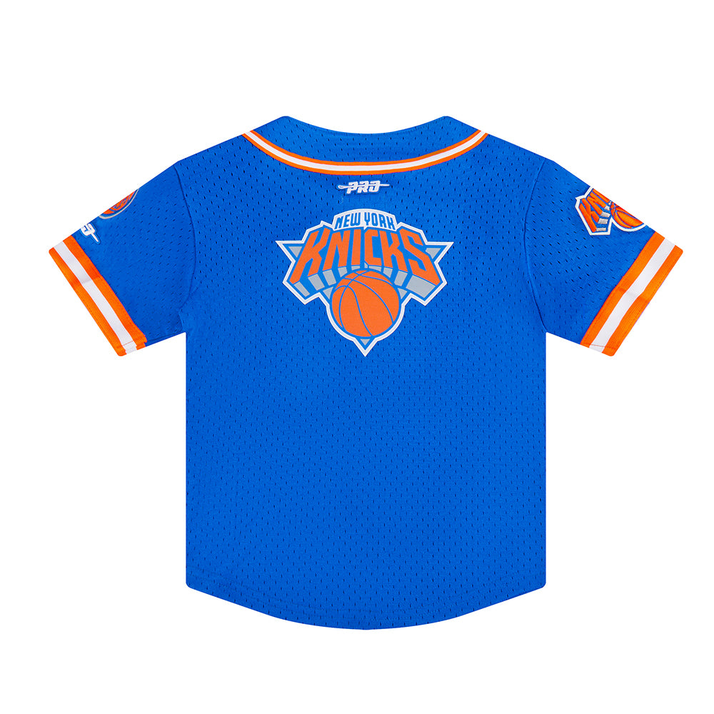 NBA NEW YORK KNICKS CLASSIC TODDLER BOYS MESH BUTTON DOWN SHIRT (ROYAL BLUE/ORANGE)