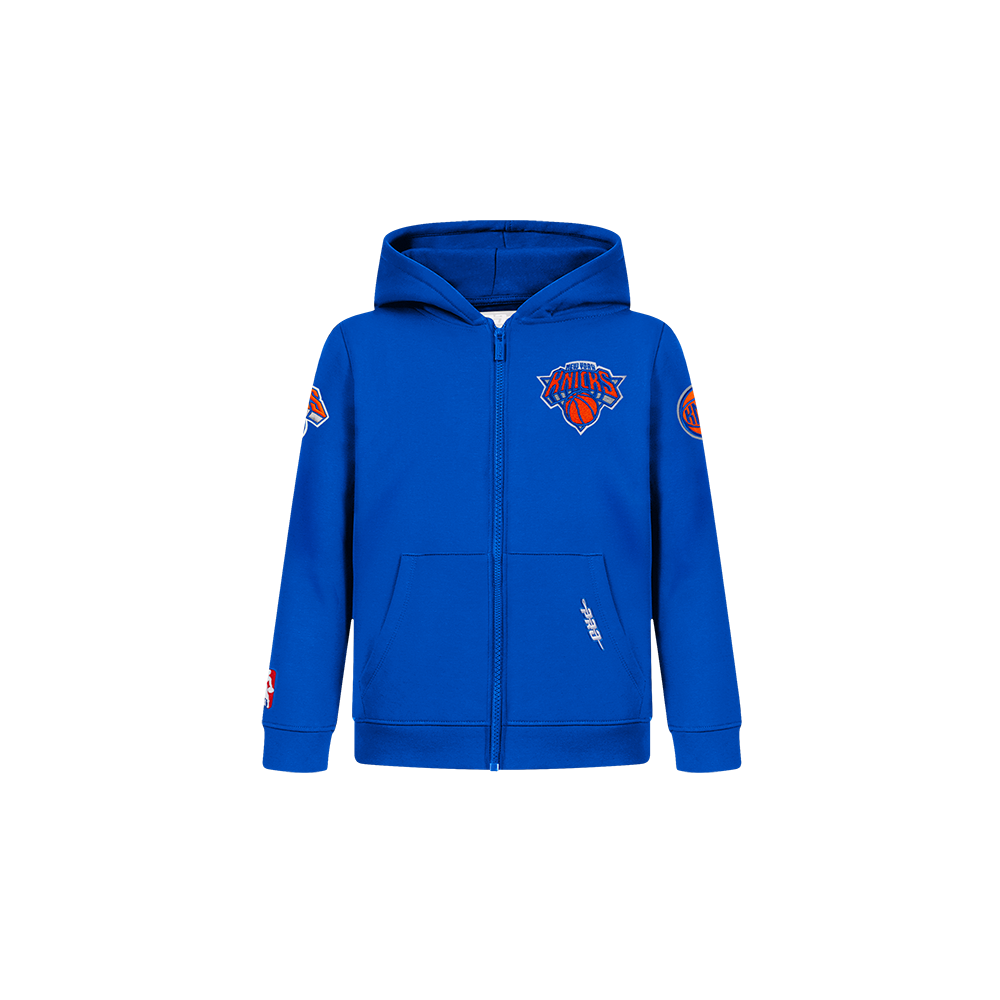 NBA NEW YORK KNICKS CLASSIC CHANDAIL À CAPUCHON EN MOLLETON À GLISSIÈRE POUR GARÇON BAMBIN (BLEU ROYAL)