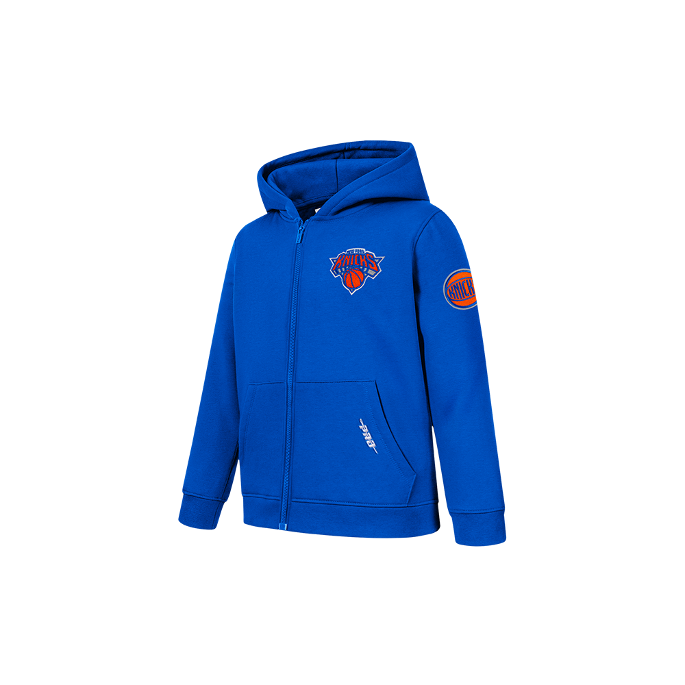 NBA NEW YORK KNICKS CLASSIC CHANDAIL À CAPUCHON EN MOLLETON À GLISSIÈRE POUR GARÇON BAMBIN (BLEU ROYAL)