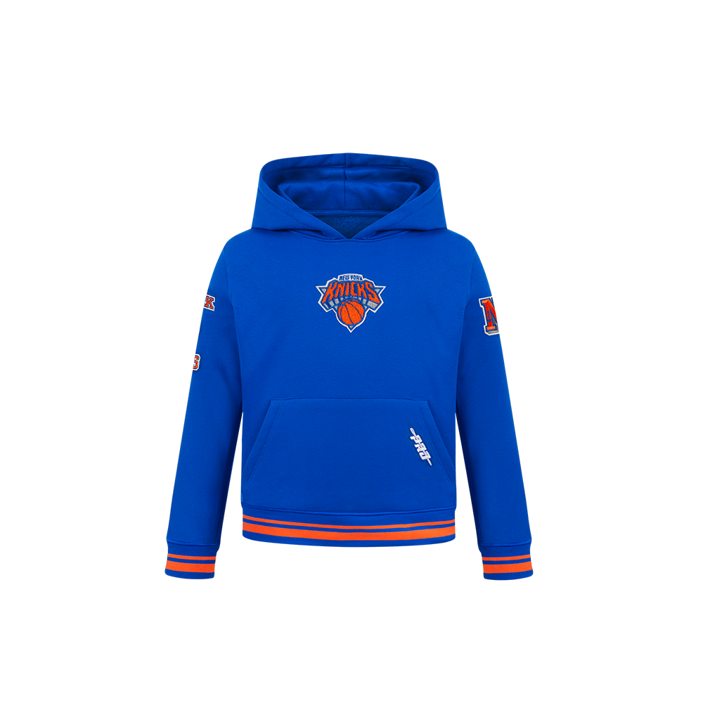 NBA NEW YORK KNICKS RETRO CLASSIC TODDLER BOY'S RIB FLEECE PULLOVER HOODIE (ROYAL/ORANGE/ROYAL)
