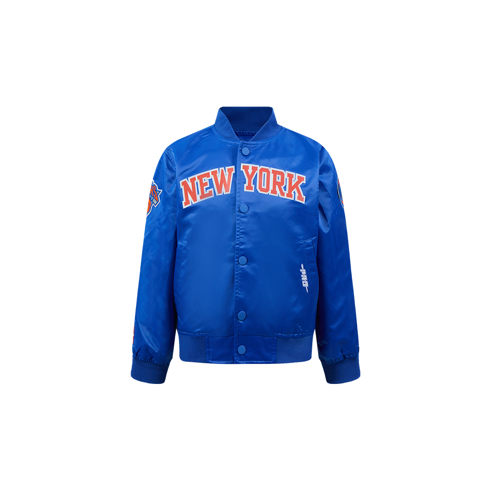 NBA NEW YORK KNICKS CLASSIC BLOUSON EN SATIN POUR GARÇON BAMBIN (BLEU ROYAL)
