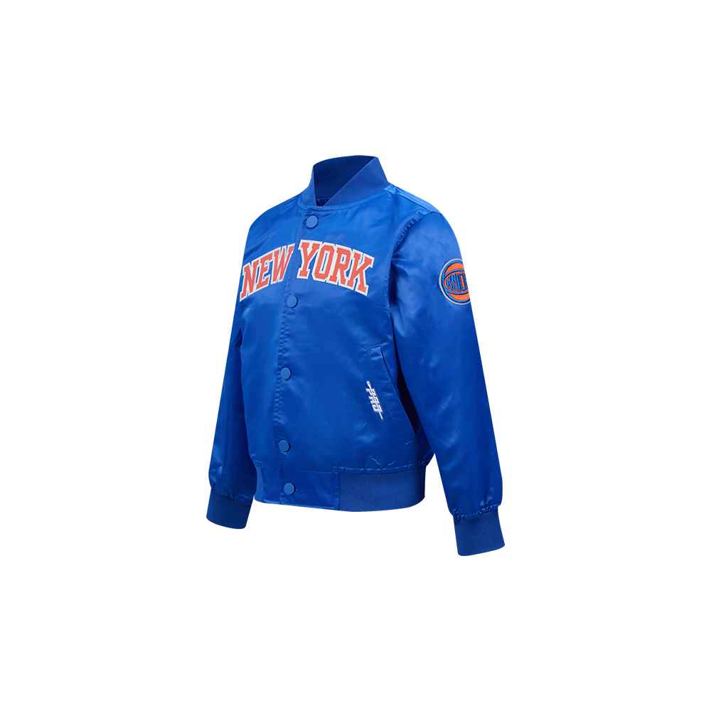 NBA NEW YORK KNICKS CLASSIC BLOUSON EN SATIN POUR GARÇON BAMBIN (BLEU ROYAL)