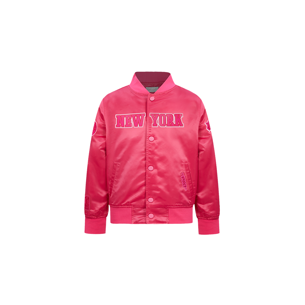 NBA NEW YORK KNICKS TRIPLE PINK TODDLER GIRL'S SATIN JACKET (BEETROOT PURPLE)