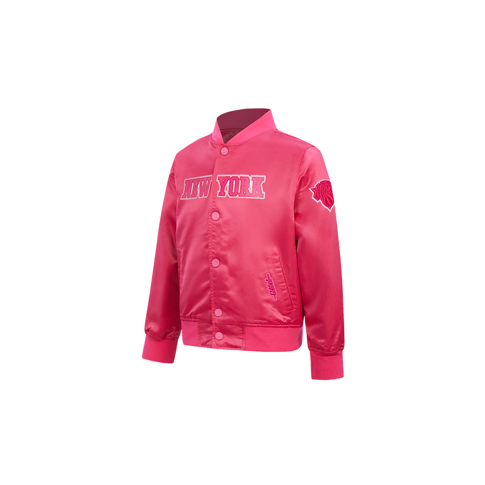 NBA NEW YORK KNICKS TRIPLE PINK TODDLER GIRL'S SATIN JACKET (BEETROOT PURPLE)