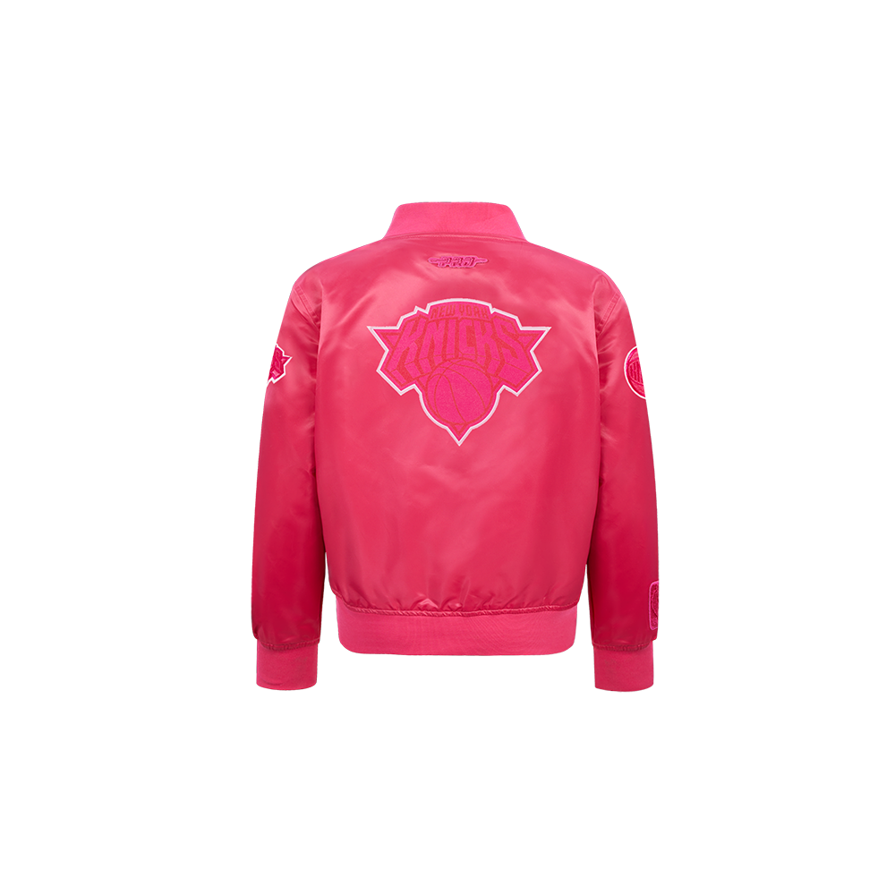NBA NEW YORK KNICKS TRIPLE PINK TODDLER GIRL'S SATIN JACKET (BEETROOT PURPLE)