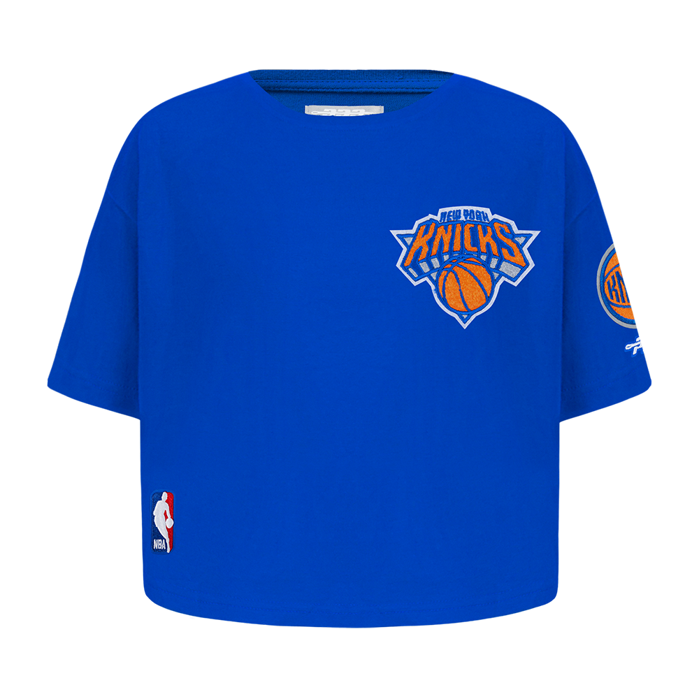 NBA NEW YORK KNICKS CLASSIC TODDLER GIRL'S SHORT SLEEVE BOXY TEE (ROYAL BLUE)