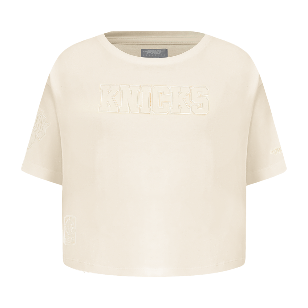 NBA NEW YORK KNICKS NEUTRAL TODDLER GIRL'S SHORT SLEEVE BOXY TEE (EGGSHELL)