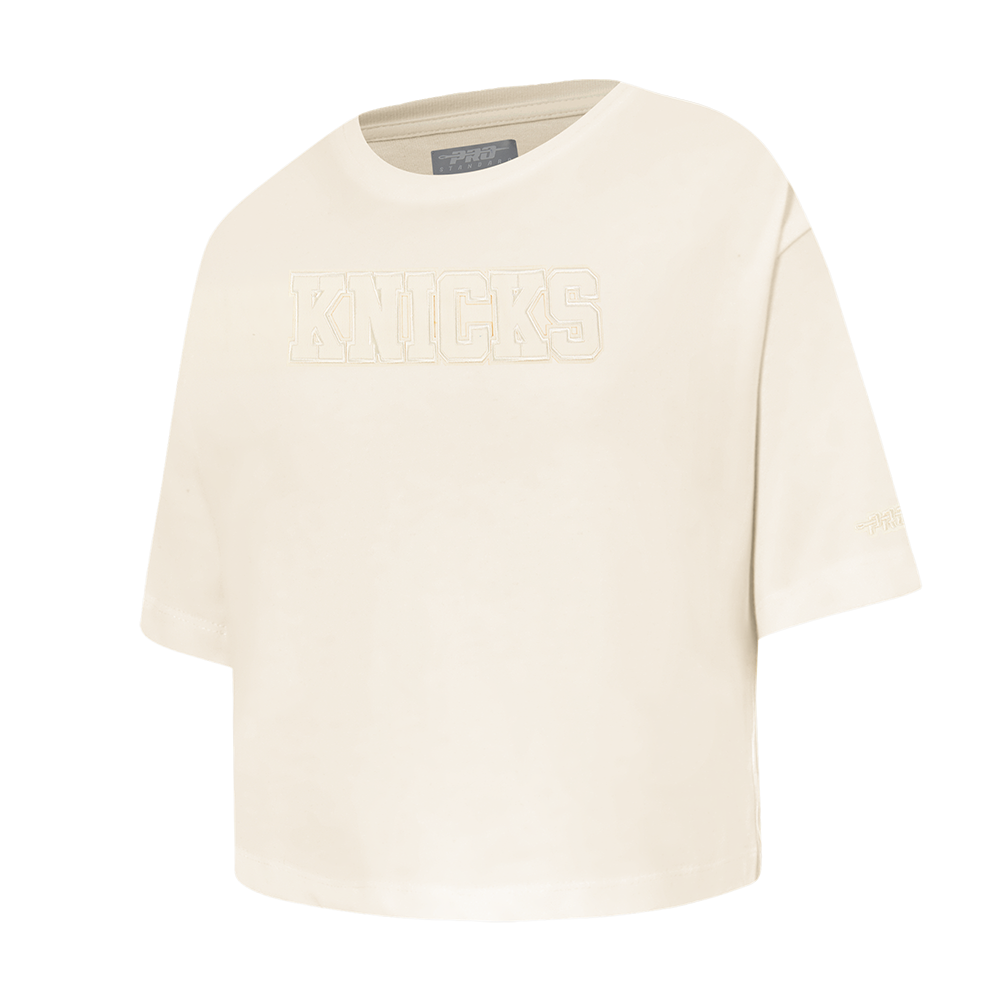 NBA NEW YORK KNICKS NEUTRAL TODDLER GIRL'S SHORT SLEEVE BOXY TEE (EGGSHELL)