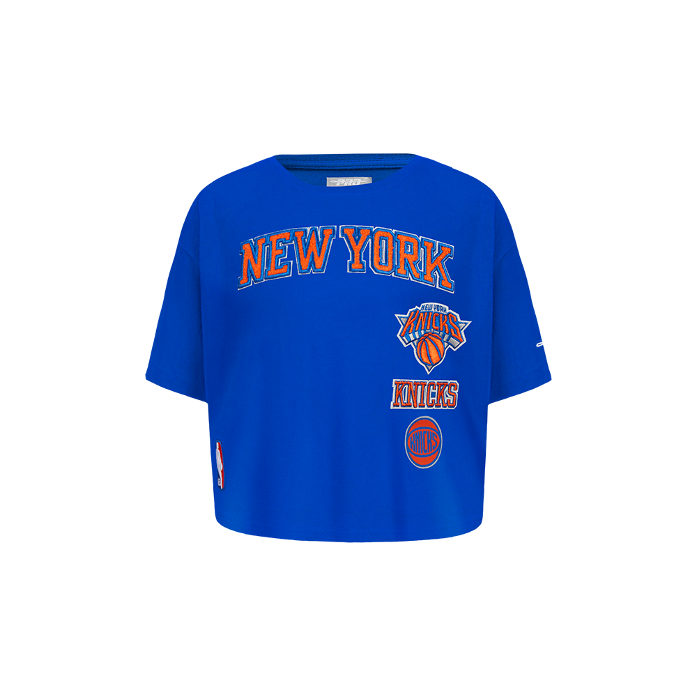 NBA NEW YORK KNICKS RETRO CLASSIC TODDLER GIRL'S SHORT SLEEVE BOXY TEE (ROYAL BLUE)