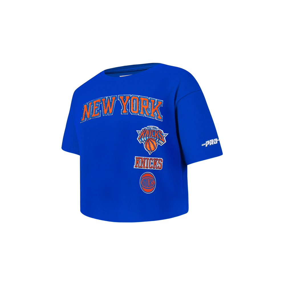 NBA NEW YORK KNICKS RETRO CLASSIC TODDLER GIRL'S SHORT SLEEVE BOXY TEE (ROYAL BLUE)