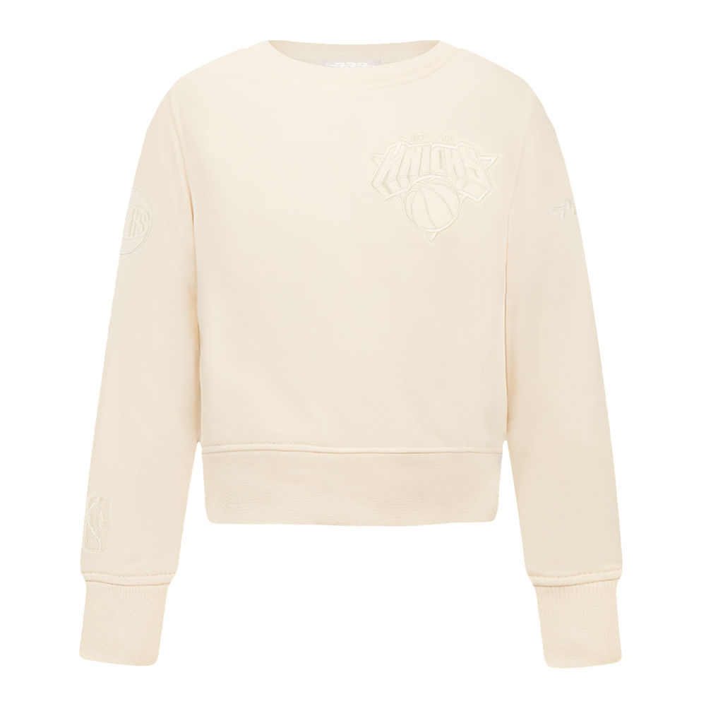 NBA NEW YORK KNICKS NEUTRAL TODDLER GIRL'S FLEECE CREWNECK (EGGSHELL)