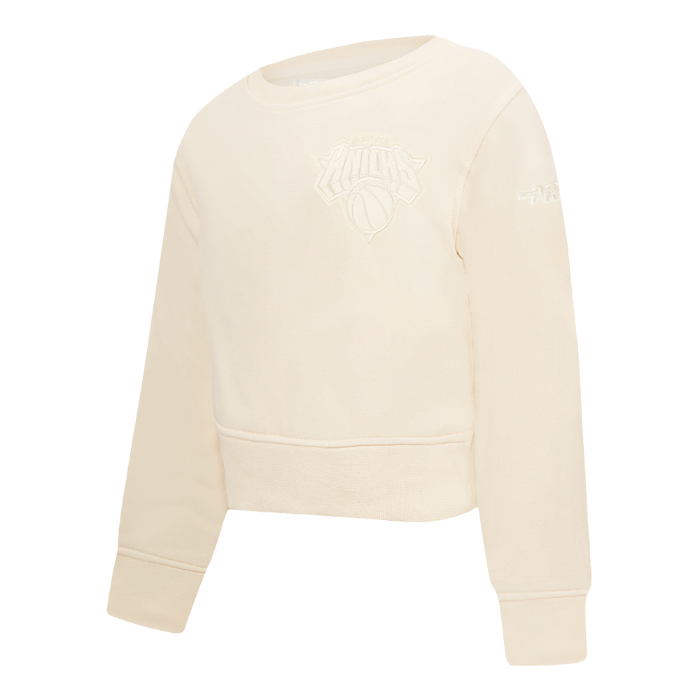 NBA NEW YORK KNICKS NEUTRAL TODDLER GIRL'S FLEECE CREWNECK (EGGSHELL)