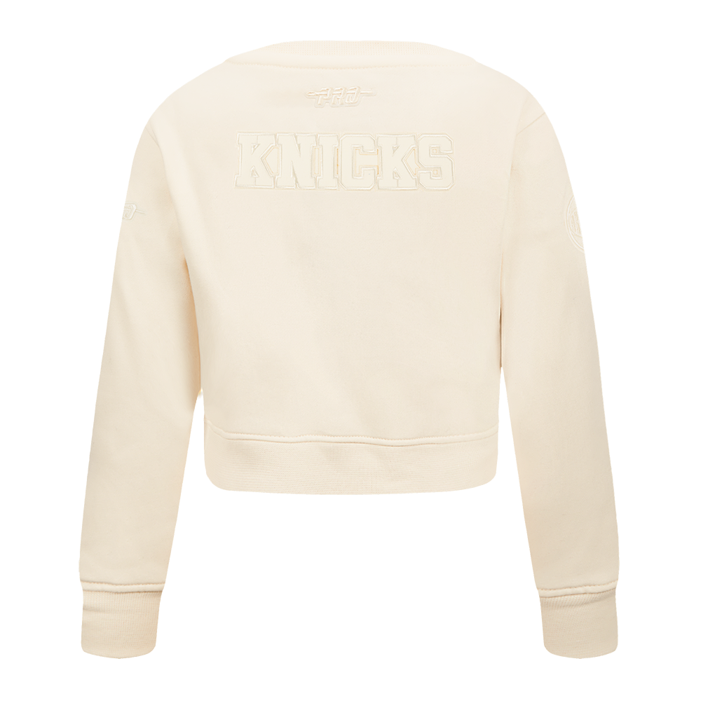NBA NEW YORK KNICKS NEUTRAL TODDLER GIRL'S FLEECE CREWNECK (EGGSHELL)