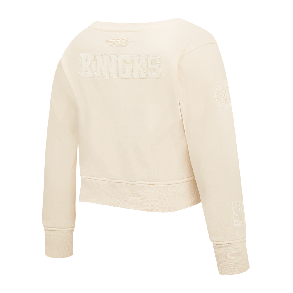 NBA NEW YORK KNICKS NEUTRAL TODDLER GIRL'S FLEECE CREWNECK (EGGSHELL)