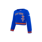 NBA NEW YORK KNICKS RETRO CLASSIC TODDLER GIRL'S RIB FLEECE CREWNECK (ROYAL/ORANGE/ROYAL)