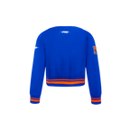 NBA NEW YORK KNICKS RETRO CLASSIC TODDLER GIRL'S RIB FLEECE CREWNECK (ROYAL/ORANGE/ROYAL)