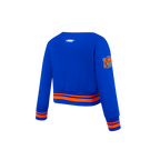 NBA NEW YORK KNICKS RETRO CLASSIC TODDLER GIRL'S RIB FLEECE CREWNECK (ROYAL/ORANGE/ROYAL)