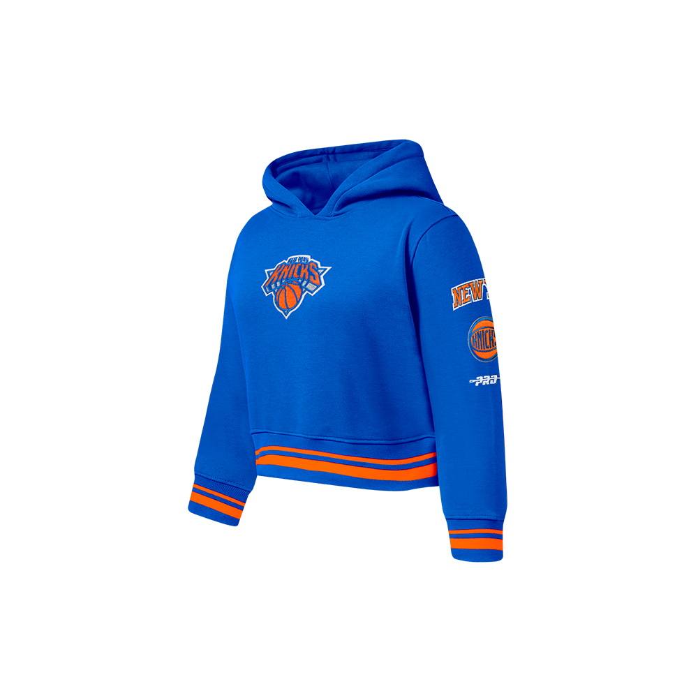 NBA NEW YORK KNICKS RETRO CLASSIC TODDLER GIRL'S RIB FLEECE PULLOVER HOODIE (ROYAL/ORANGE/ROYAL)