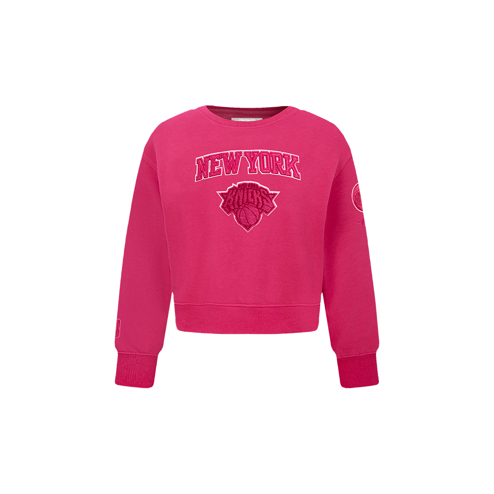 NBA NEW YORK KNICKS TRIPLE PINK TODDLER GIRL'S FLEECE CREWNECK (BEETROOT PURPLE)