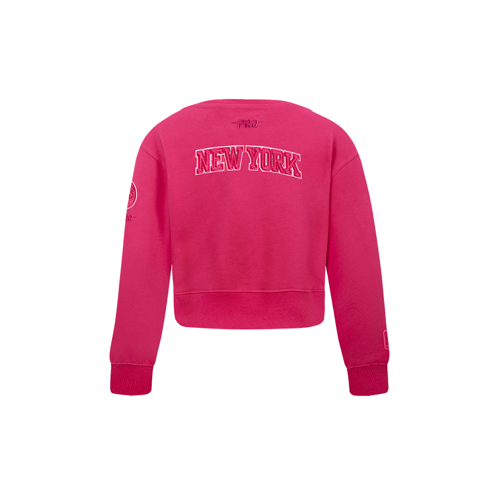 NBA NEW YORK KNICKS TRIPLE PINK TODDLER GIRL'S FLEECE CREWNECK (BEETROOT PURPLE)