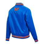 NBA NEW YORK KNICKS SCRIPT TAIL WOMEN'S SATIN JACKET (ROYAL/ORANGE/ROYAL)
