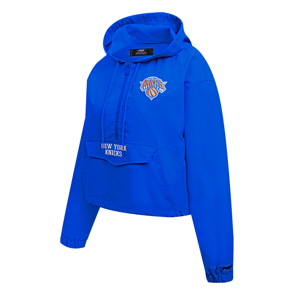 NBA NEW YORK KNICKS CLASSIC WIND WOMEN'S WOVEN 1/2 JACKET (ROYAL BLUE)