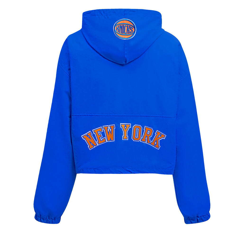 NBA NEW YORK KNICKS CLASSIC WIND WOMEN'S WOVEN 1/2 JACKET (ROYAL BLUE)