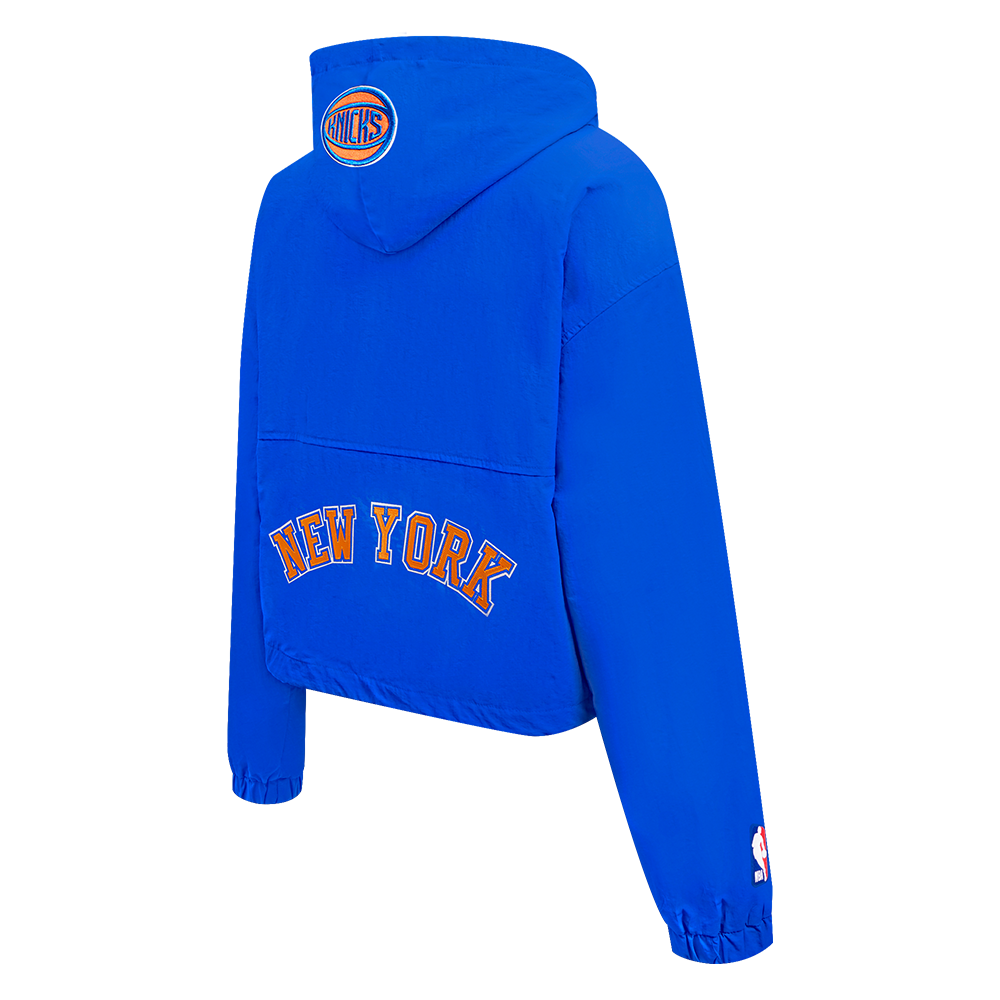 NBA NEW YORK KNICKS CLASSIC WIND WOMEN'S WOVEN 1/2 JACKET (ROYAL BLUE)