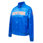 NBA NEW YORK KNICKS CLASSIC BLOUSON EN SATIN POUR FEMME (BLEU ROYAL)
