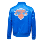 NBA NEW YORK KNICKS CLASSIC BLOUSON EN SATIN POUR FEMME (BLEU ROYAL)
