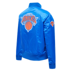 NBA NEW YORK KNICKS CLASSIC BLOUSON EN SATIN POUR FEMME (BLEU ROYAL)