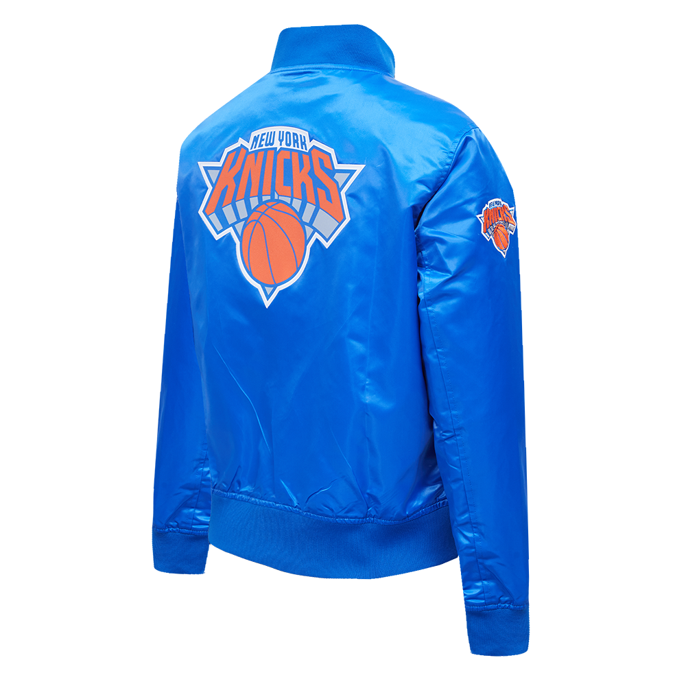 NBA NEW YORK KNICKS CLASSIC BLOUSON EN SATIN POUR FEMME (BLEU ROYAL)