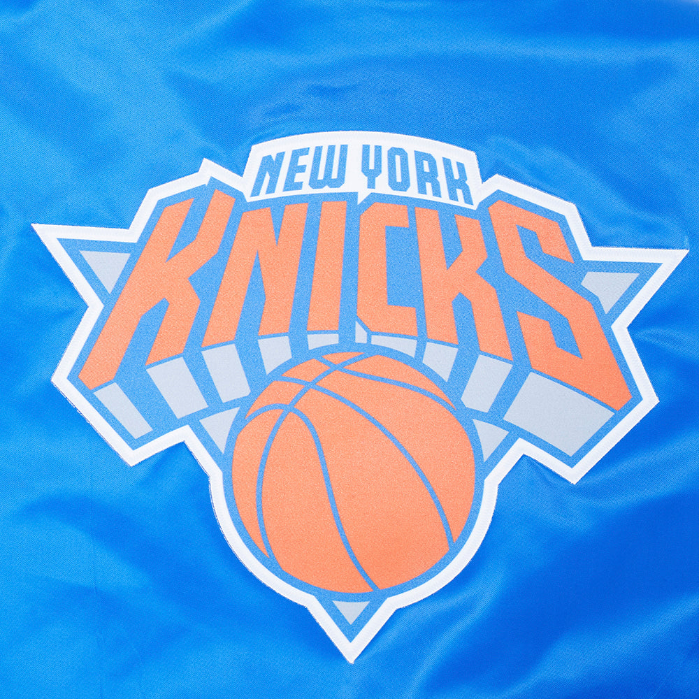 NBA NEW YORK KNICKS CLASSIC BLOUSON EN SATIN POUR FEMME (BLEU ROYAL)