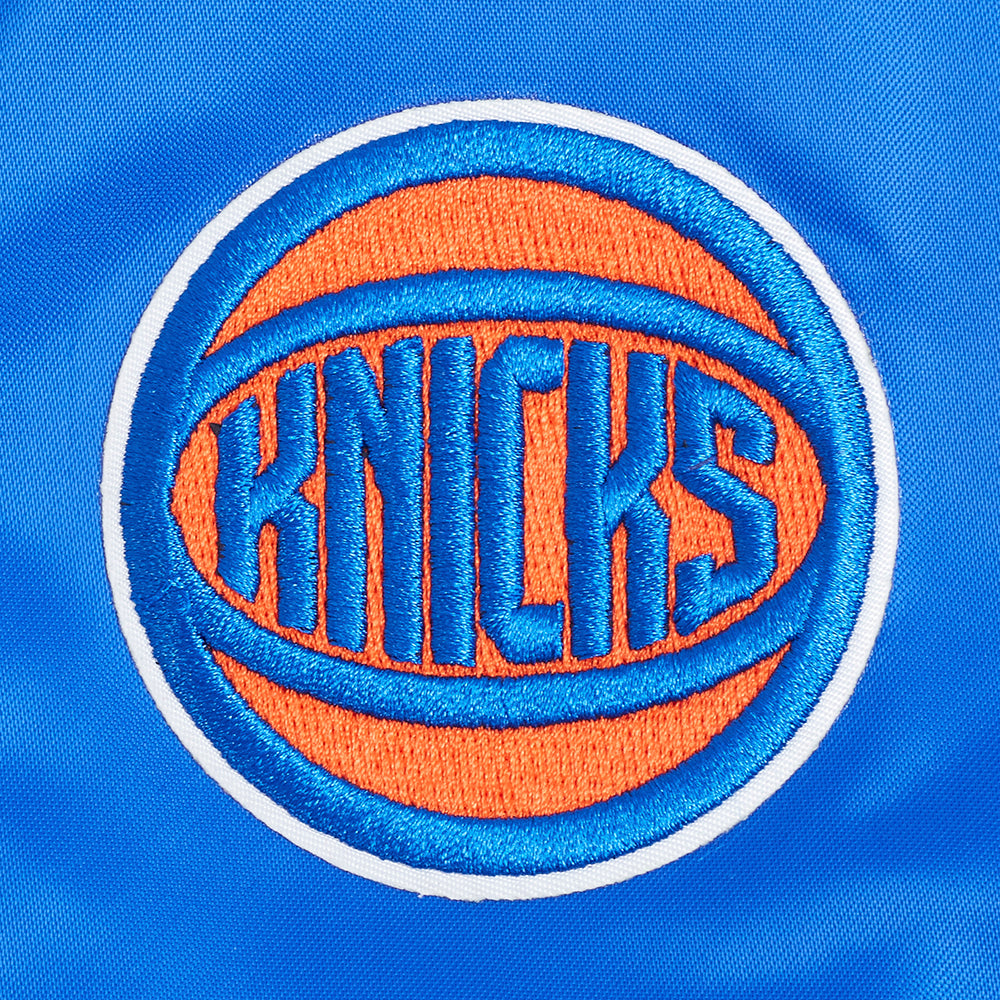 NBA NEW YORK KNICKS CLASSIC BLOUSON EN SATIN POUR FEMME (BLEU ROYAL)
