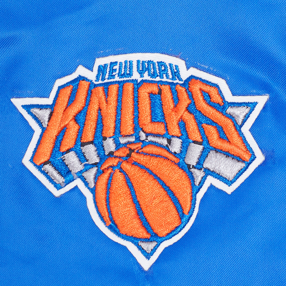 NBA NEW YORK KNICKS CLASSIC BLOUSON EN SATIN POUR FEMME (BLEU ROYAL)