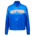 NBA NEW YORK KNICKS CLASSIC BLOUSON EN SATIN POUR FEMME (BLEU ROYAL)